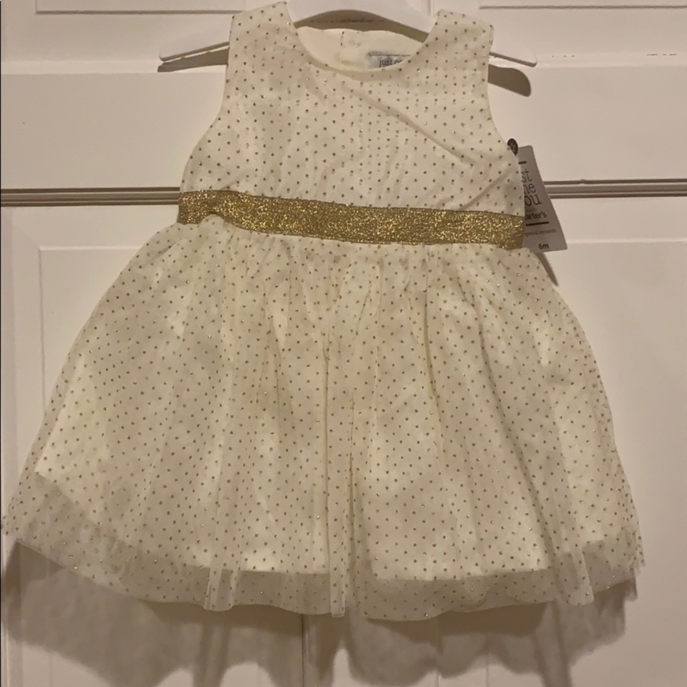 New Carter’s Creme and Gold Tulle Dress - Size 6M